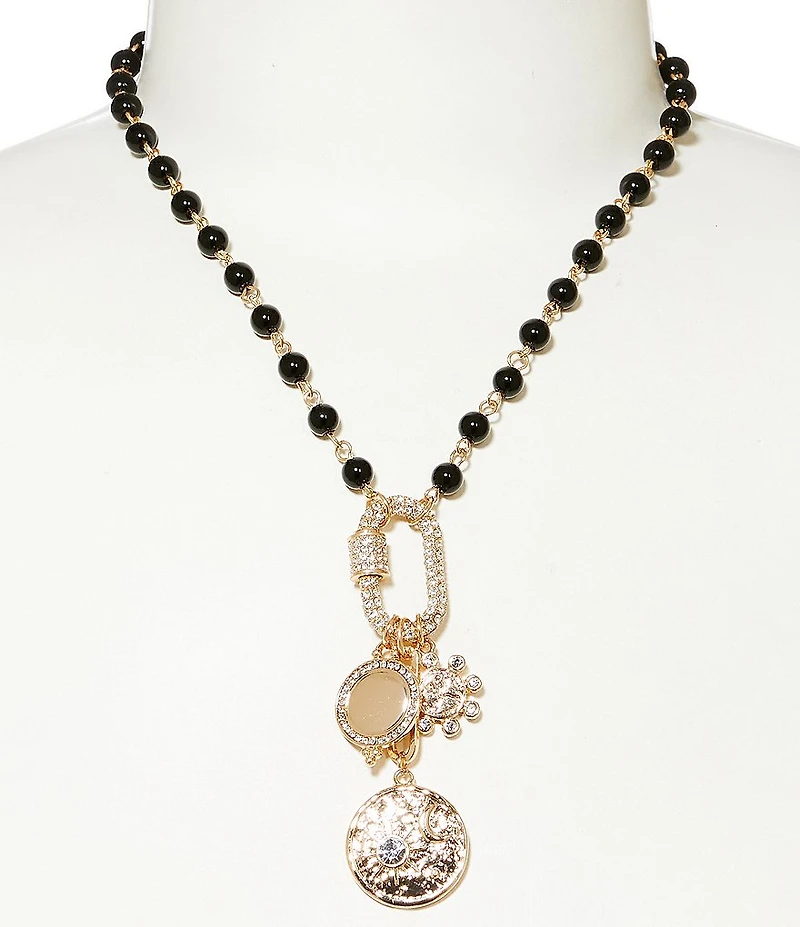 Anna & Ava Beaded Short Pendant Necklace with Charm Cluster