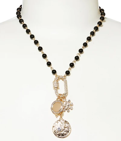 Anna & Ava Beaded Short Pendant Necklace with Charm Cluster