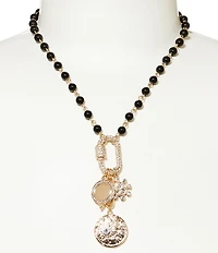 Anna & Ava Beaded Short Pendant Necklace with Charm Cluster