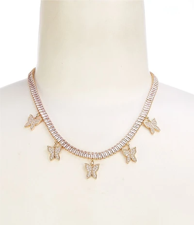 Anna & Ava Butterfly Charm Rhinestone Collar Necklace