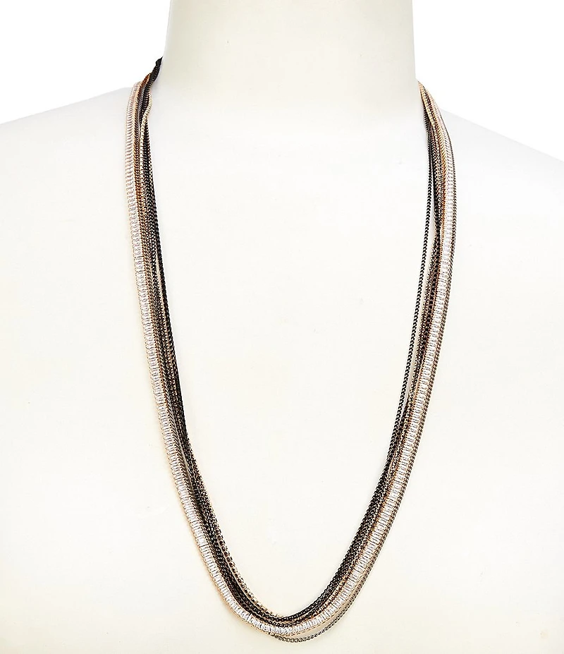 Anna & Ava Chain and Cubic Zirconia Stone Long Multi Strand Necklace
