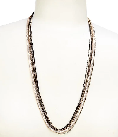 Anna & Ava Chain and Cubic Zirconia Stone Long Multi Strand Necklace