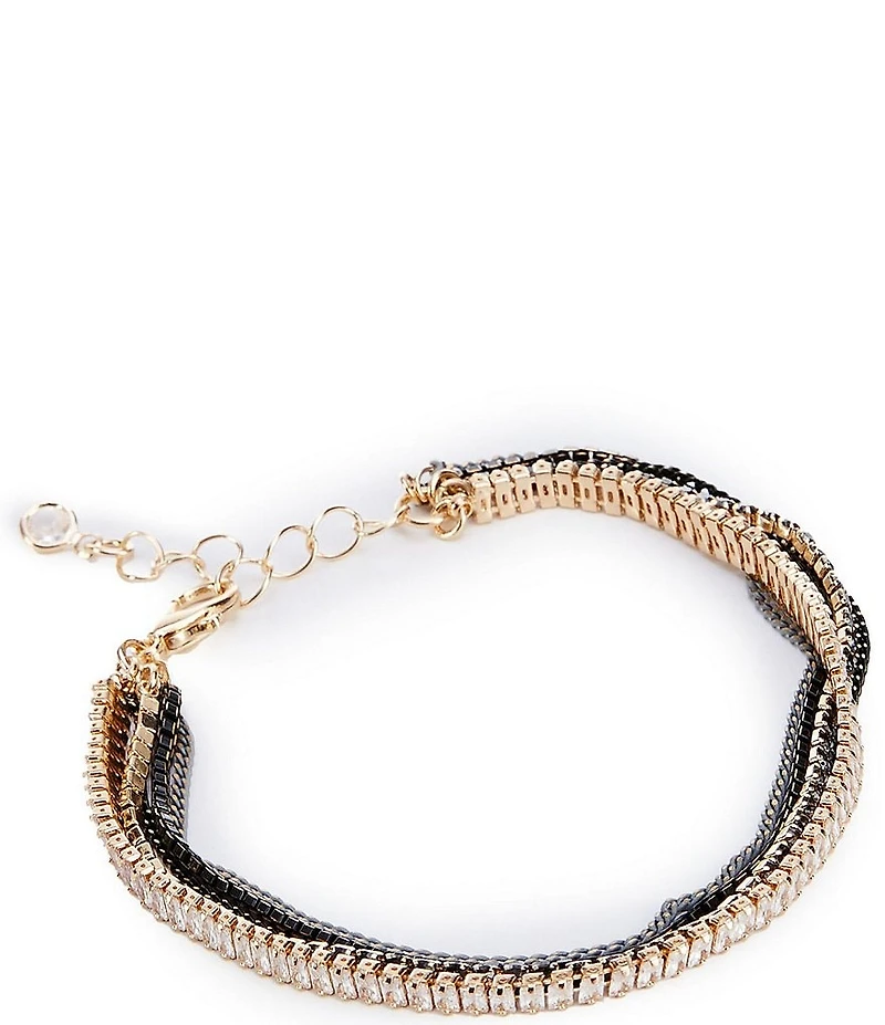 Anna & Ava Chain Cubic Zirconia Stone Multi-Strand Line Bracelet