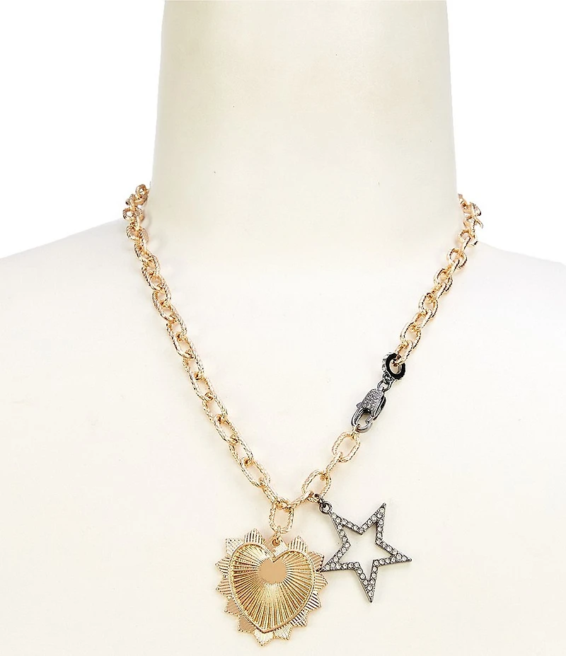 Anna & Ava Chain Short Pendant Necklace with Star and Disc Charm