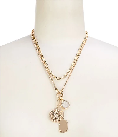 Anna & Ava Charm Cluster Drop Long Multi Strand Necklace
