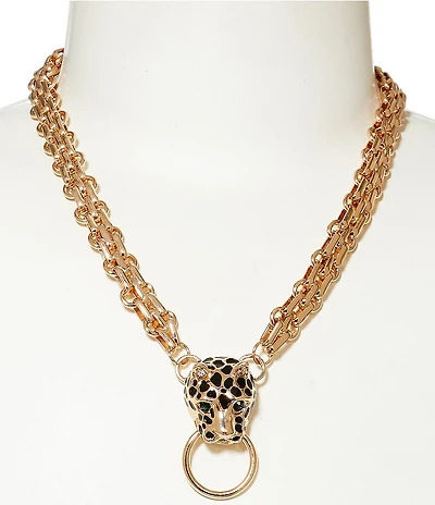 Anna & Ava Cheetah Pendant with Ring Short Pendant Necklace