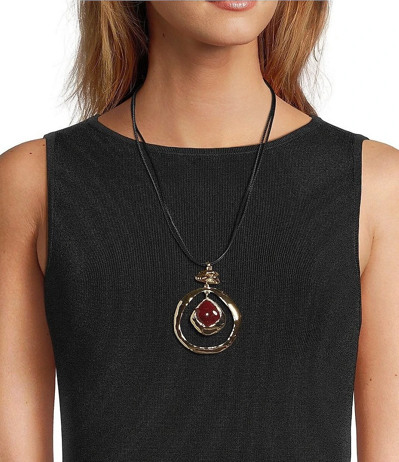 Anna & Ava Circle Long Resin Pendant Necklace