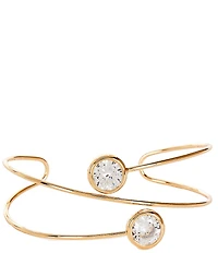 Anna & Ava Crystal Double Round Stone Delicate Wire Cuff Bracelet