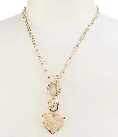Anna & Ava Crystal Stone Heart & Bar Short Y Necklace
