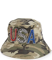Anna & Ava Embellished U.S.A Americana Camo Bucket Hat