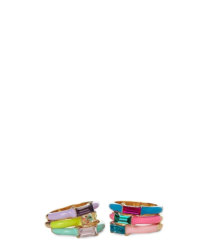 Anna & Ava Enamel and Stone Ring Set
