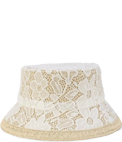 Anna & Ava Eyelet Overlay Straw Bucket Hat