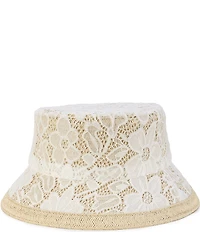 Anna & Ava Eyelet Overlay Straw Bucket Hat