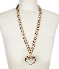 Anna & Ava Hammered Heart Long Pendant Necklace