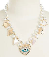 Anna & Ava Heart and Pearl Charm Statement Necklace