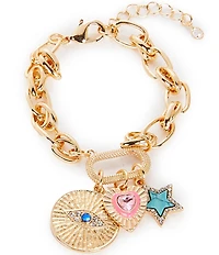 Anna & Ava Heart and Star Charm Chain Bracelet