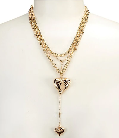 Anna & Ava Heart Charms Short Multi Strand Necklace