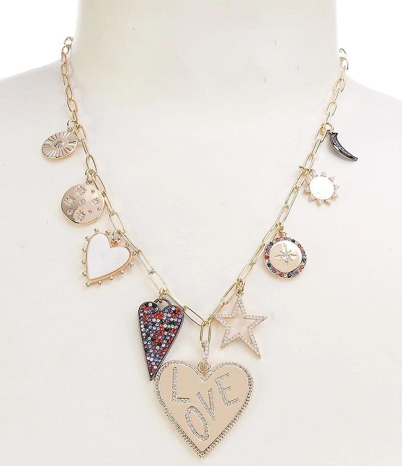 Anna & Ava Mixed Heart Charm Collar Statement Necklace