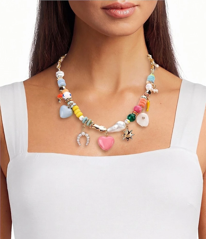 Anna & Ava Mixed Media Charm Statement Necklace