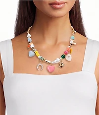 Anna & Ava Mixed Media Charm Statement Necklace