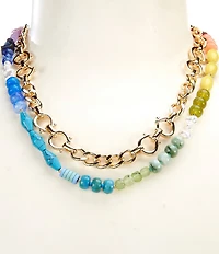 Anna & Ava Mixed Media Short Multi Strand Necklace and Chain Set