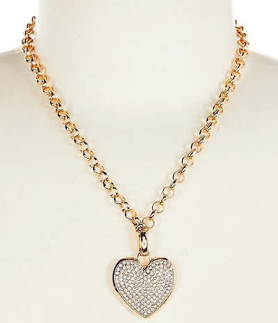 Anna & Ava Pave Rhinestone Heart Short Statement Pendant Necklace