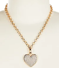 Anna & Ava Pave Rhinestone Heart Short Statement Pendant Necklace