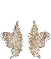 Anna & Ava Pearl Crystal Butterfly Jaw Clip, 2 Pack