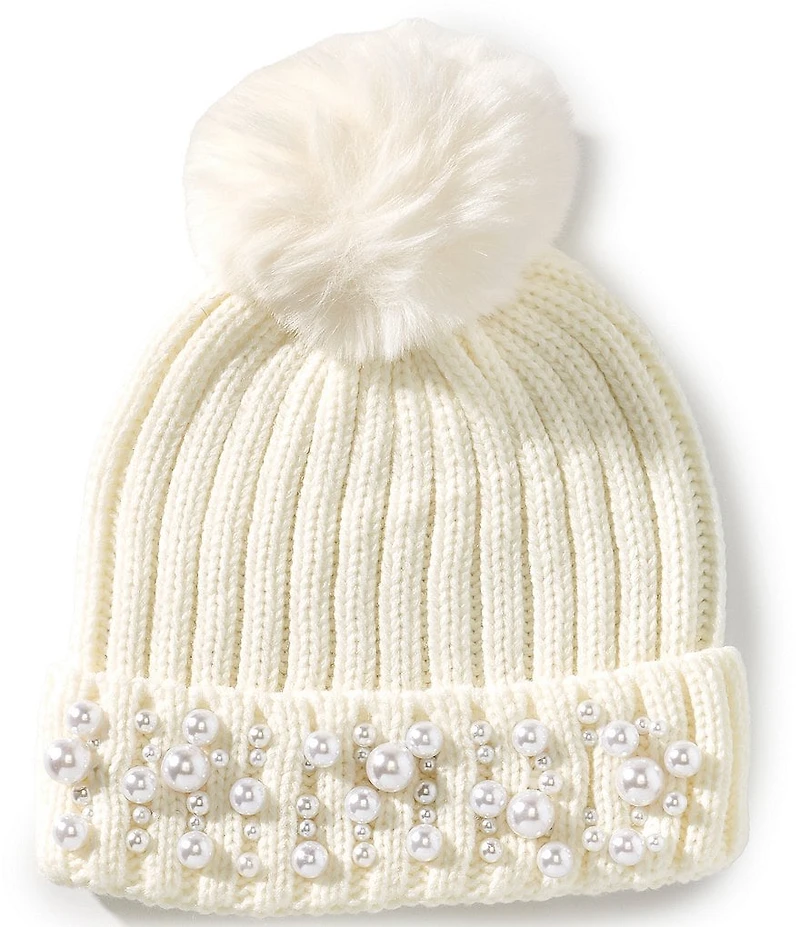 Anna & Ava Pearl Cuff Ribbed Beanie