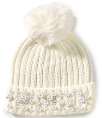 Anna & Ava Pearl Cuff Ribbed Beanie