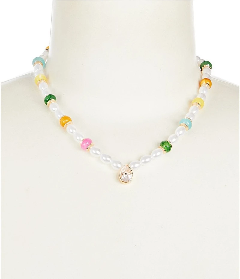Anna & Ava Pearl Stoned Beaded Collar Necklace