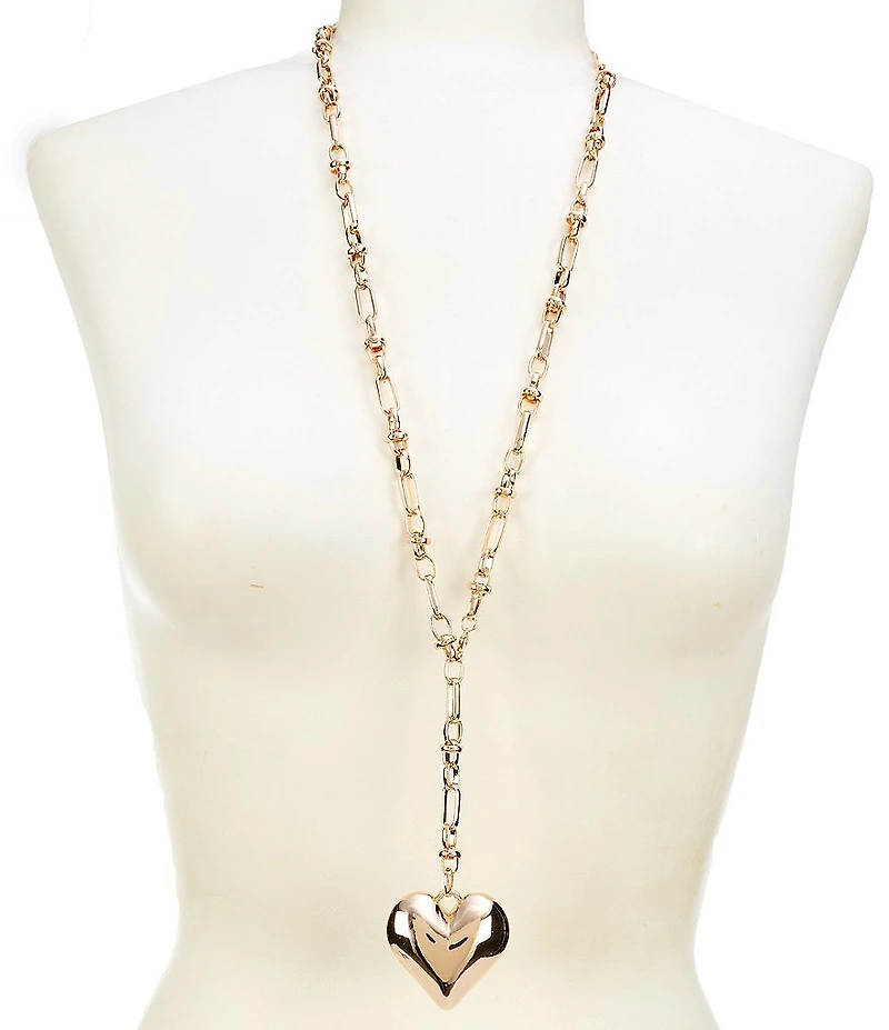 Anna & Ava Puffy Heart Long Pendant Y Necklace