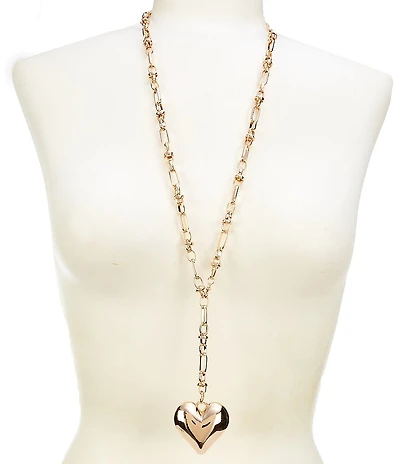 Anna & Ava Puffy Heart Long Pendant Y Necklace