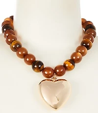 Anna & Ava Puffy Heart Pendant Tortoise Ball Statement Necklace