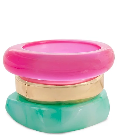 Anna & Ava Resin & Metal Chunky Resort Bangle Bracelet Set