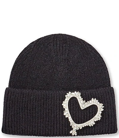Anna & Ava Rhinestone Embellished Heart Knit Beanie