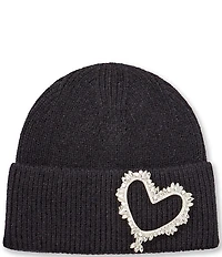 Anna & Ava Rhinestone Embellished Heart Knit Beanie