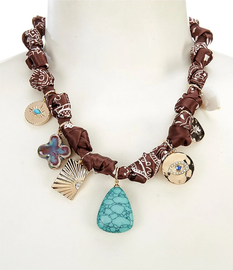 Anna & Ava Scarf Statement Charm Necklace