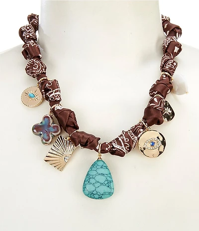 Anna & Ava Scarf Statement Charm Necklace