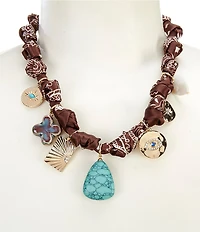 Anna & Ava Scarf Statement Charm Necklace