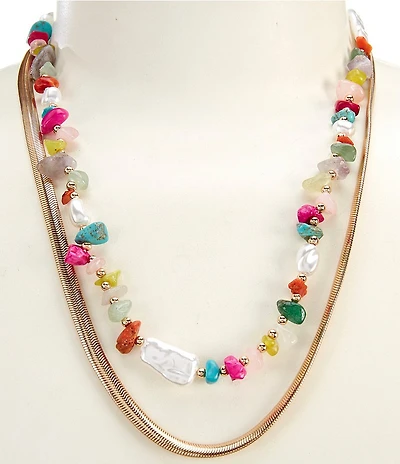 Anna & Ava Semi Precious Beads Short Multi Strand Necklace