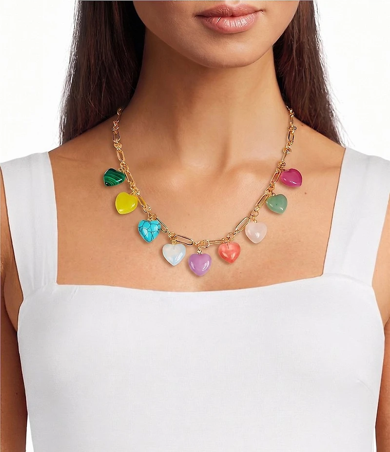 Anna & Ava Semi-Precious Heart Statement Necklace