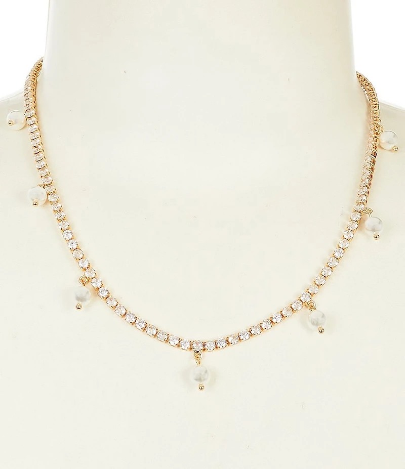 Anna & Ava Stone Chain Necklace with Pearl Drops