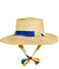 Anna & Ava Straw Fabric Tie Boater Hat