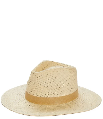 Anna & Ava Straw Leather Band Fedora Hat