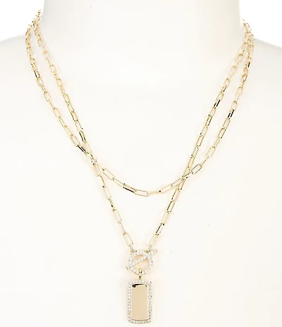 Anna & Ava Waterproof Tag & CZ Stones Delicate Short Multi-Strand Chain Necklace