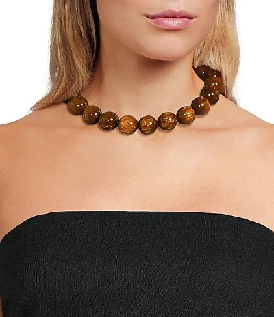Anna & Ava Tiger's Eye Beaded Statement Collar Necklace