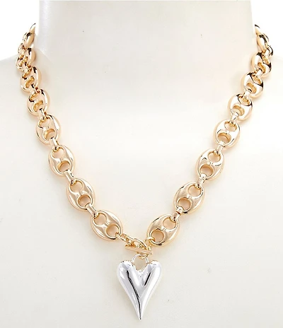 Anna & Ava Two Tone Heart Short Pendant Necklace
