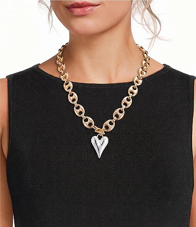Anna & Ava Two Tone Heart Short Pendant Necklace