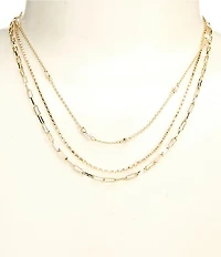 Anna & Ava Waterproof Delicate Multi Layer Short Multi Strand Necklace with Pearls